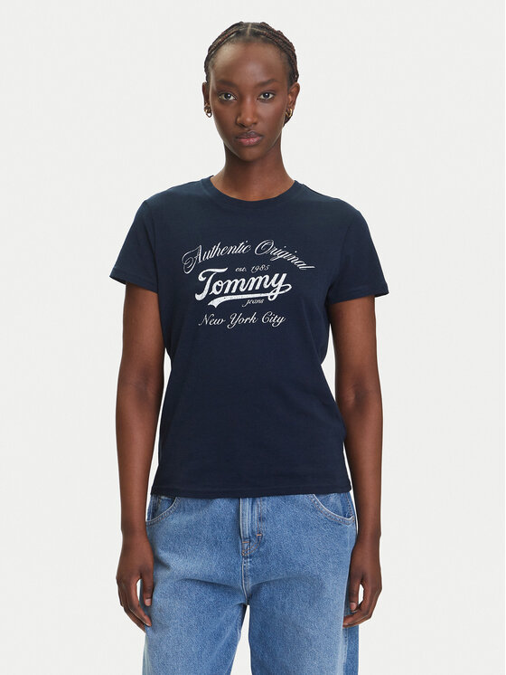 Tommy Jeans Tommy Jeans Marškinėliai Essential DW0DW21404 Tamsiai mėlyna Regular Fit