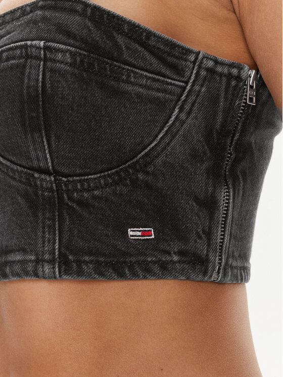 Tommy Jeans Tommy Jeans Top Bustier Top Ah7185 DW0DW17699 Nero Slim Fit