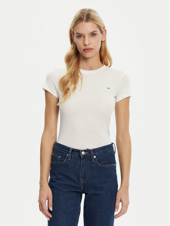 Tommy Jeans Tommy Jeans T-Shirt DW0DW20459 Λευκό Slim Fit