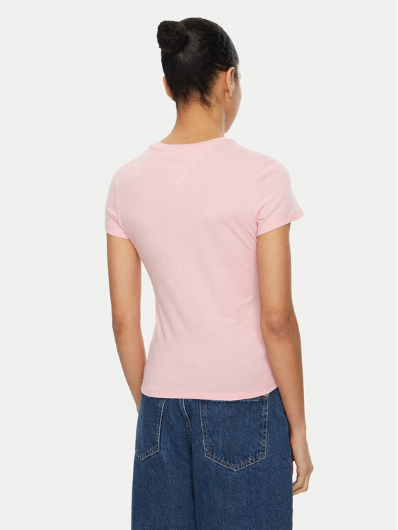 Tommy Jeans Tommy Jeans Camiseta Linear DW0DW18398 Rosa Slim Fit