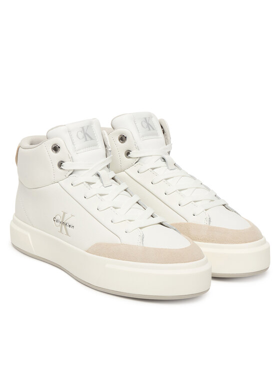 Calvin Klein Sneakers Calvin Klein Basket Cups High Laceup Lth Mix YW0YW02024 Bianco