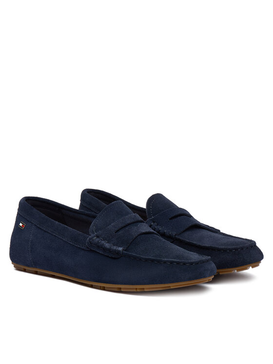 Tommy Hilfiger Mokaszin Tommy Hilfiger Flag Soft Suede Driver Loafer FW0FW08558 Sötétkék