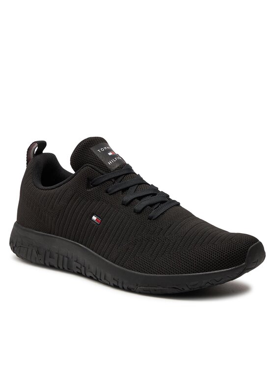 Tommy Hilfiger Sneakersy Tommy Hilfiger Corporate Knit Rib Runner FM0FM02838 Čierna