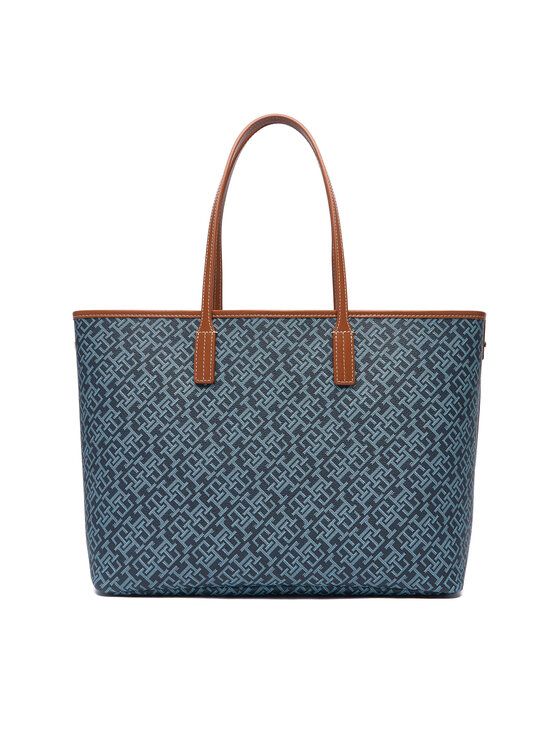 Tommy Hilfiger Дамска чанта Tommy Hilfiger Th Monoplay Tote Stripe Le AW0AW18390 Син