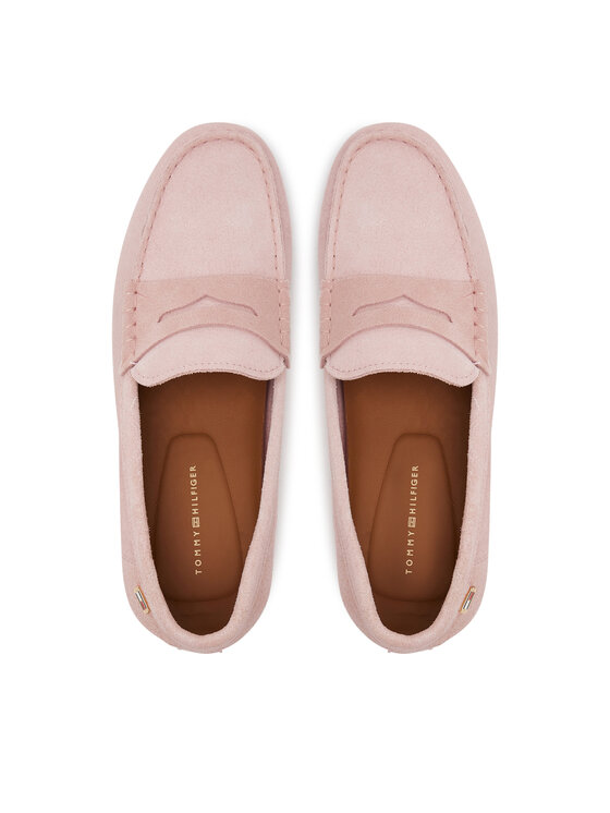 Tommy Hilfiger Mokaszin Tommy Hilfiger Flag Soft Suede Driver Loafer FW0FW08558 Rózsaszín