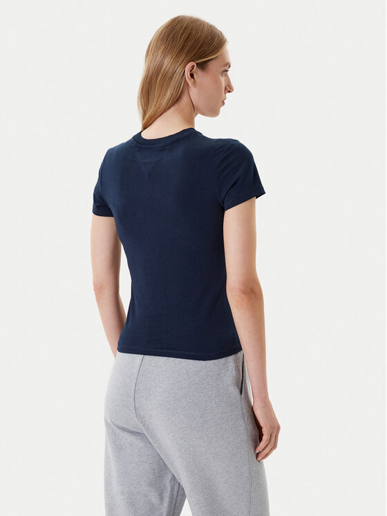 Tommy Jeans Tommy Jeans Marškinėliai Linear DW0DW21164 Tamsiai mėlyna Slim Fit
