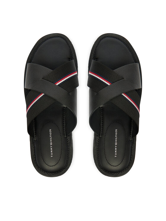 Tommy Hilfiger Klapki Tommy Hilfiger Core Hilfiger Lth Criss C Sandal FM0FM05783 Czarny