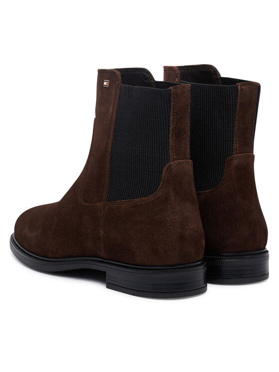 Tommy Hilfiger Μποτάκια με λάστιχο Tommy Hilfiger Enamel Flag Suede Ankle Chelsea FW0FW09575 Καφέ