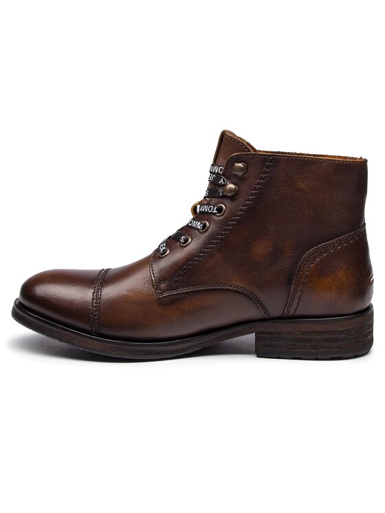Tommy Jeans Šnurovacia obuv Tommy Jeans Dressy Leather Lace EM0EM00136 Hnedá
