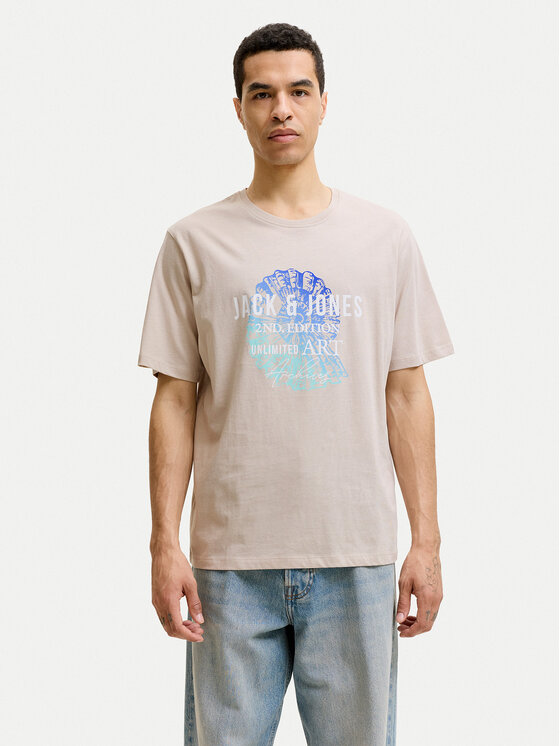 Jack & Jones Jack & Jones T-Shirt Gradient Print 12288094 Ανοιχτό μπεζ Regular Fit