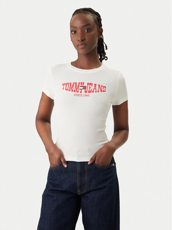 Tommy Jeans Tommy Jeans Camiseta Wavy Flag DW0DW22272 Blanco Slim Fit