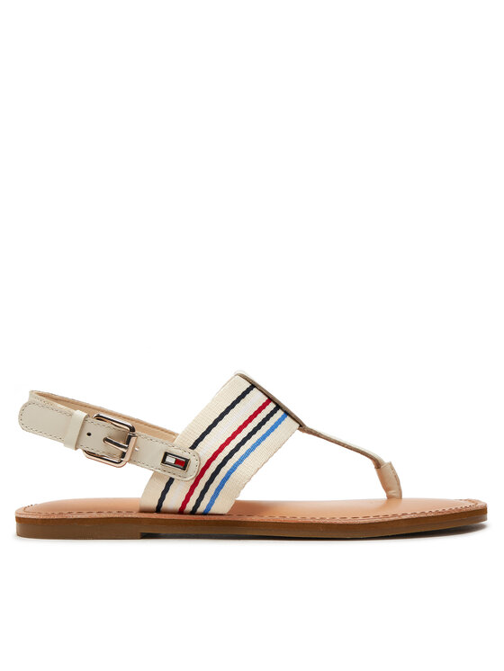 Tommy Hilfiger Basutės Tommy Hilfiger Flat Sandal Stripes FW0FW07924 Smėlio