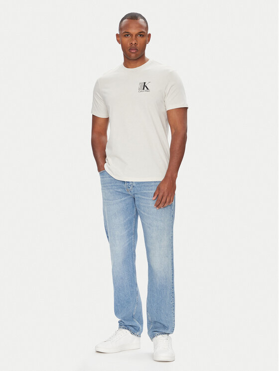 Calvin Klein Calvin Klein Camiseta Abstract Graphic LV04RC853G Écru Regular Fit