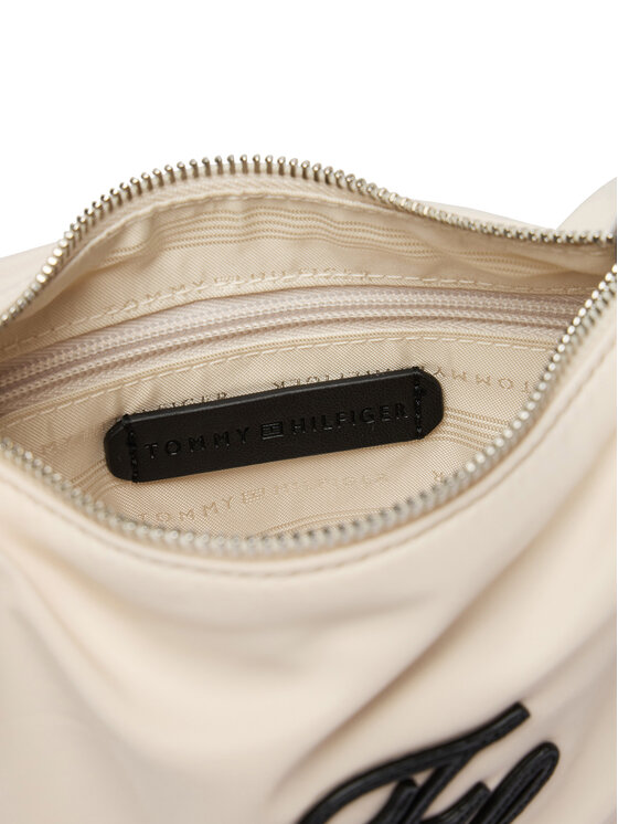 Tommy Hilfiger Kabelka Tommy Hilfiger Th Elevated Nylon Mini Crossover AW0AW18623 Écru