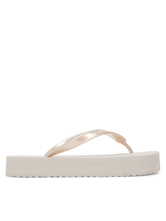 Calvin Klein Джапанки Calvin Klein Flatform Flip Flop Met Tpu HW0HW03120 Сребрист