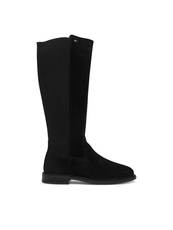 Tommy Hilfiger Μπότες Tommy Hilfiger Enamel Flag Suede High Chelsea FW0FW09574 Μαύρο