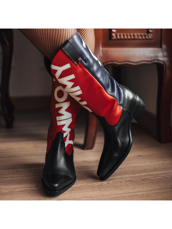 Tommy Jeans Боти Tommy Jeans Heritage Cowboy Boot EN0EN000621 Черен