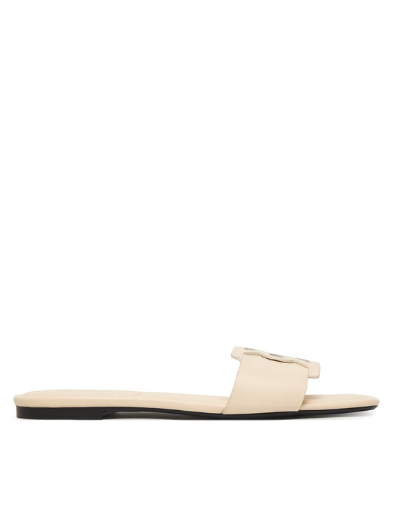Calvin Klein Chanclas Calvin Klein Square Flat Sandal Emblem HW0HW03128 Écru