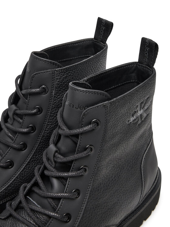 Calvin Klein Kozačky Calvin Klein Eva Mid Laceup Boot Lth YM0YM00751 Černá