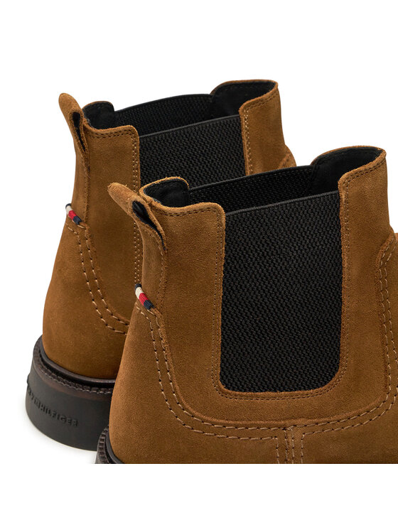 Tommy Hilfiger Členková obuv s elastickým prvkom Tommy Hilfiger Light Hilfiger Suede Chelsea FM0FM05104 Hnedá