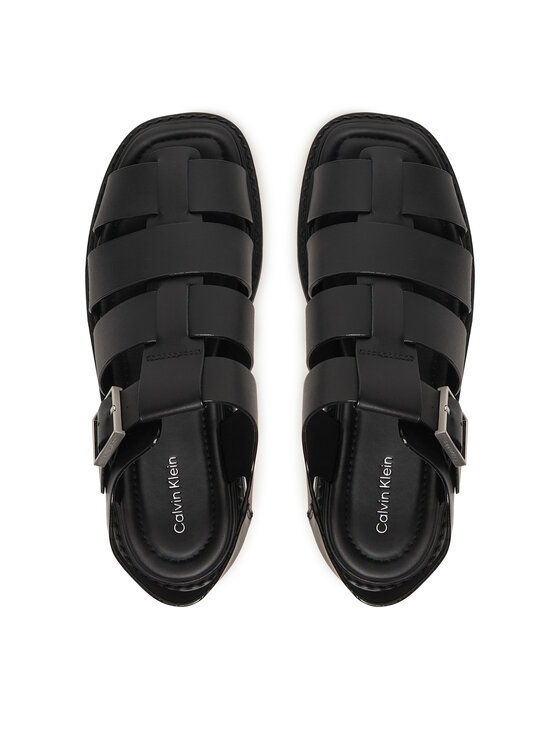 Calvin Klein Sandały Calvin Klein Sq Molded Sndl Fisher Lth HW0HW02870 Czarny