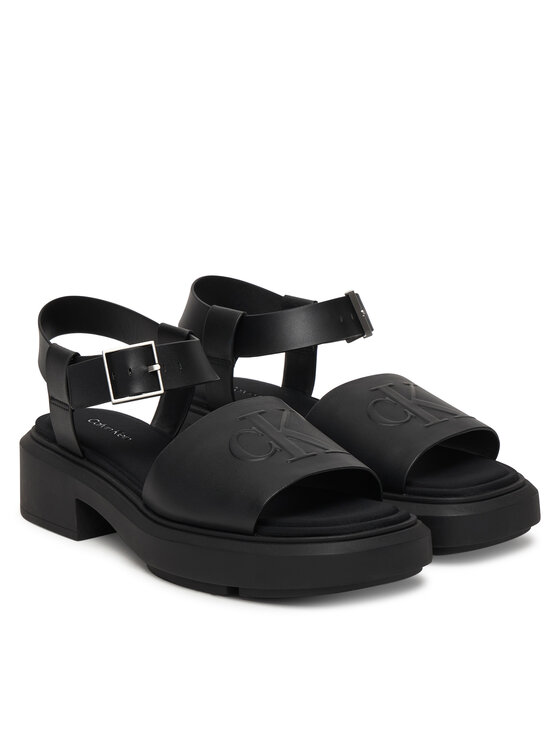 Calvin Klein Sandały Calvin Klein Chunky Sandal Lth Mg HW0HW03131 Czarny
