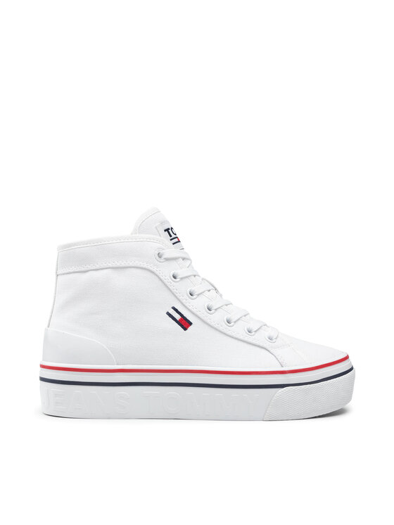 Tommy Jeans Сникърси Tommy Jeans Mid Flatform Vulc EN0EN01414 Бял