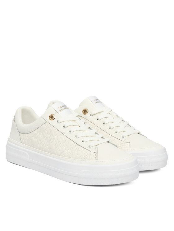 Tommy Hilfiger Sneakersy Tommy Hilfiger Th Platform Sneaker Quilted FW0FW09265 Écru