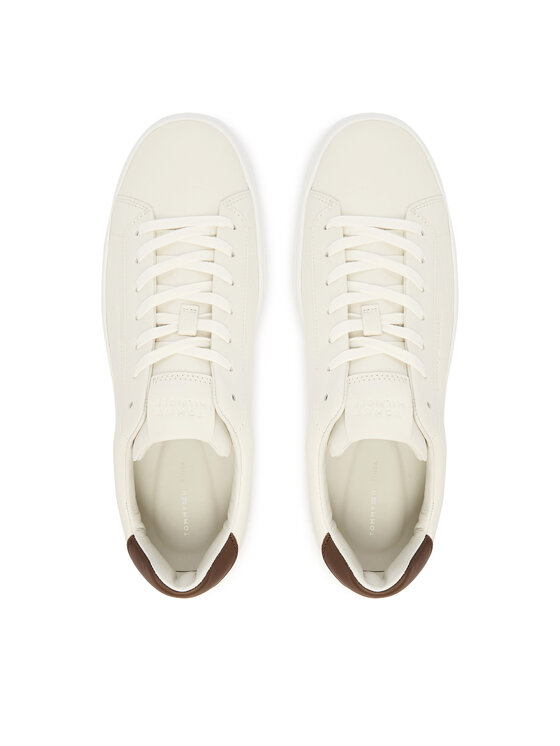 Tommy Hilfiger Laisvalaikio batai Tommy Hilfiger Premium Dress Cupsole Lth FM0FM05572 Écru