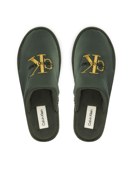 Calvin Klein Kapcie Calvin Klein Hotel Slipper Mono Embro YM0YM01392 Zielony