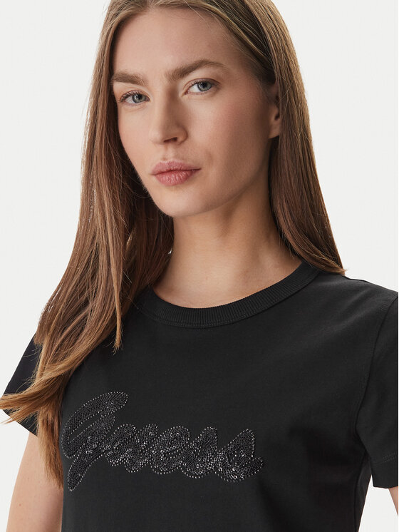 Guess Guess Футболка W6GI08 K3023 Чорний Regular Fit