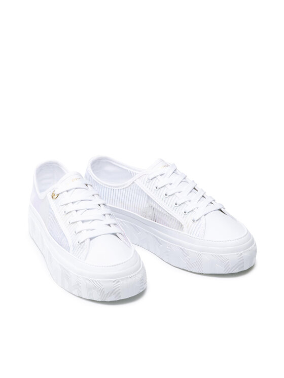 Tommy Hilfiger Πάνινα παπούτσια Tommy Hilfiger Glitter Transparent Vulc Sneaker FW0FW05538 Λευκό