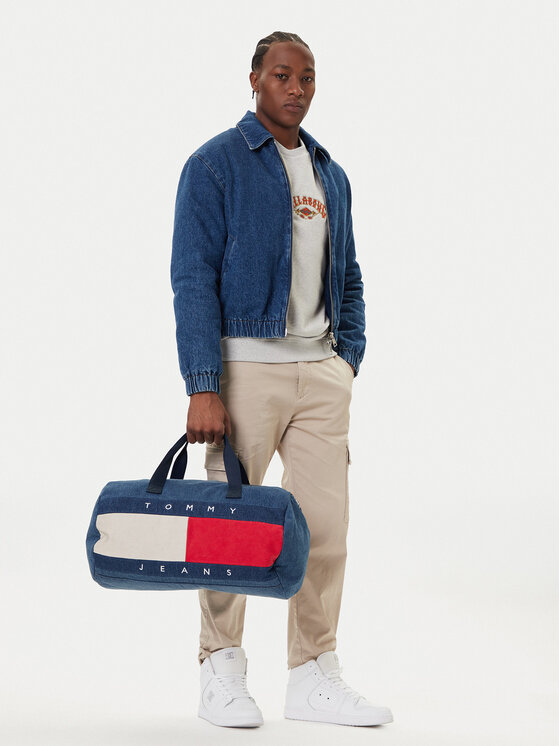 Tommy Jeans Torba weekendowa Tommy Jeans Archive Denim Duffle AM0AM13813 Niebieski