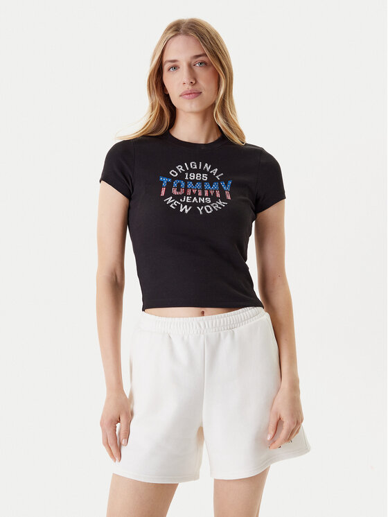 Tommy Jeans Tommy Jeans Póló DW0DW21421 Fekete Slim Fit
