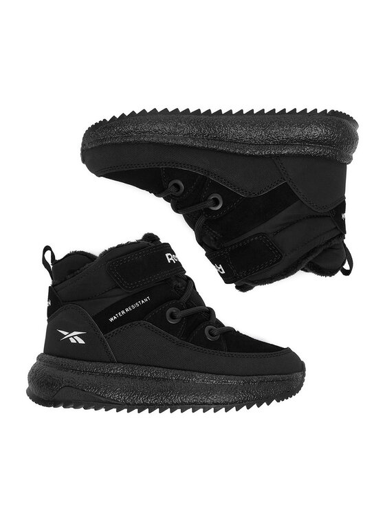 Buty dziecięce pokazane z boku i od góry, para ułożona skośnie.