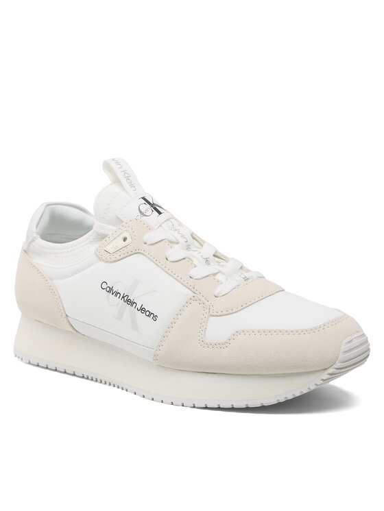 Sneakers Calvin Klein Jeans Runner Sock Laceup Ny-Lth YM0YM00553 White/Ivory 0K7