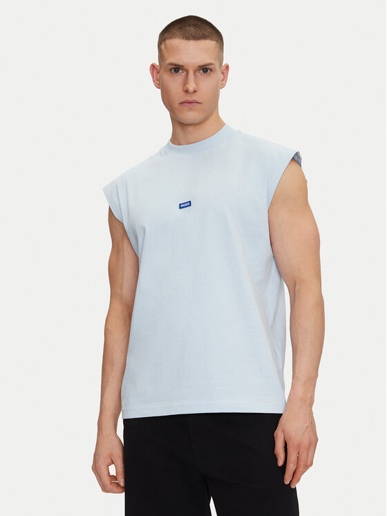 HUGO HUGO Majica brez rokavov Navertz 50509773 Svetlo modra Regular Fit