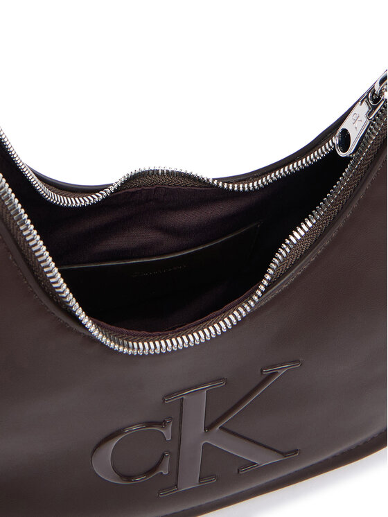 Calvin Klein Torebka Calvin Klein Bold Ck Small Crescent Bag LV04F3561G Brązowy ciemny