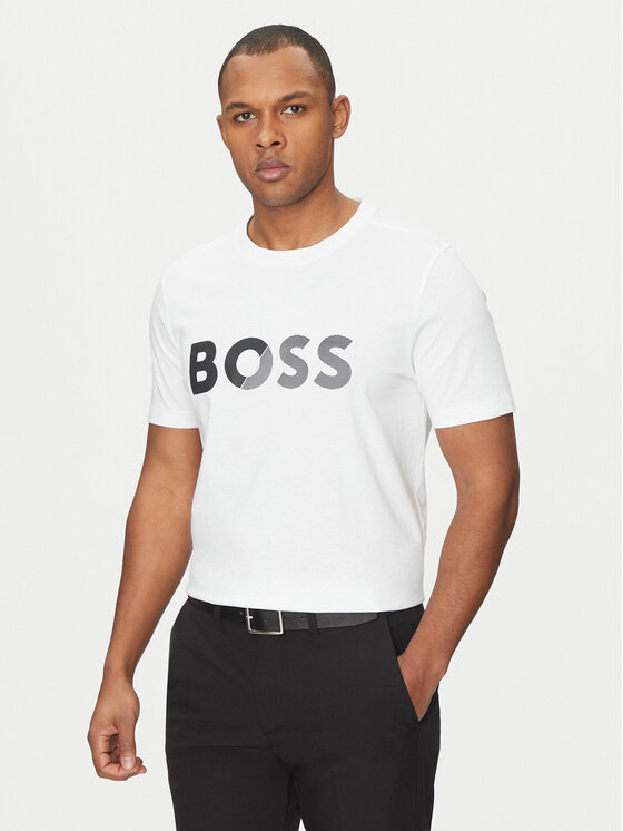BOSS BOSS Marškinėliai Tape Logo 50530990 Balta Regular Fit