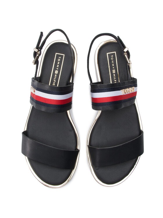 Tommy Hilfiger Сандали Tommy Hilfiger Flat Sandal Corporate Ribbon FW0FW04049 Тъмносин