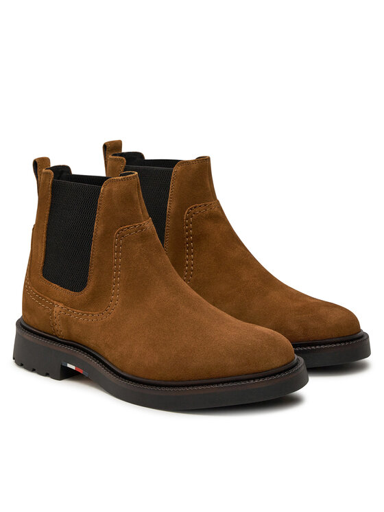 Tommy Hilfiger Bokacsizma Tommy Hilfiger Light Hilfiger Suede Chelsea FM0FM05104 Barna