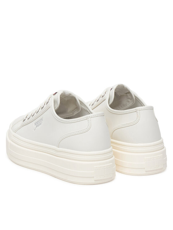 Tommy Jeans Sneakersy Tommy Jeans Tjw Flatform Sneaker Ltr EN0EN02964 Écru