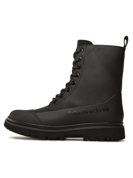 Calvin Klein Jeans Polacchine Calvin Klein Jeans Chunky Combat Laceup Boot Rub YW0YW01066 Nero