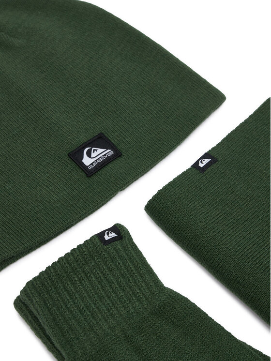Quiksilver Комплект шапка, шал тип комин и ръкавици Quiksilver CWBEO-QS-SM346-002-AW26 Тъмнозелен