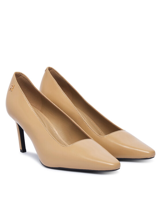 Tommy Hilfiger Szpilki Tommy Hilfiger Squared Toe High Heel Lth Pump FW0FW09510 Beżowy