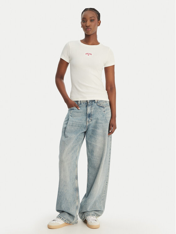 Guess Jeans Guess Jeans Camiseta W6GPZ3 KA0H1 Écru Slim Fit