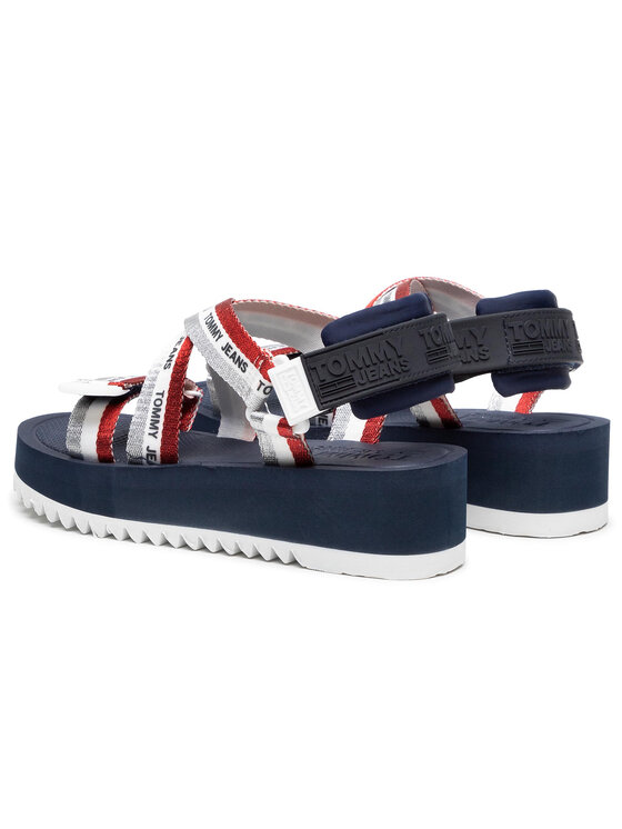 Tommy Jeans Sandali Tommy Jeans Lurex Webbing Strappy Sandal EN0EN01325 Multicolore