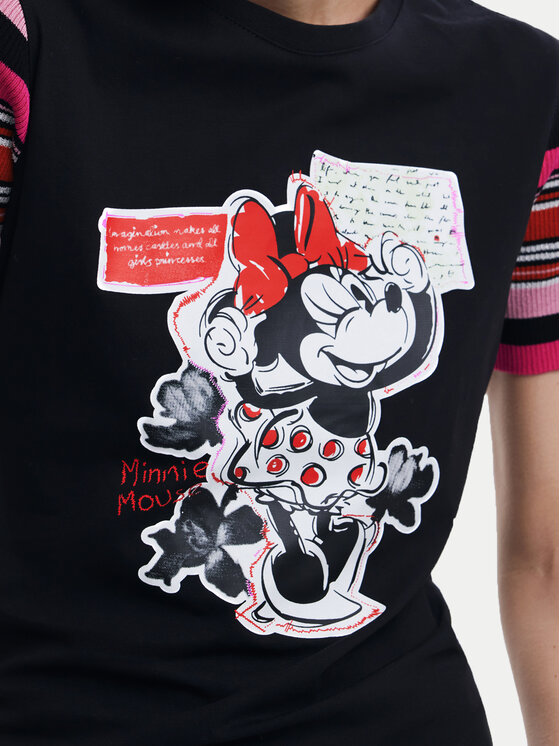 Desigual Desigual Majica Minnie 25SWTK39 Črna Slim Fit