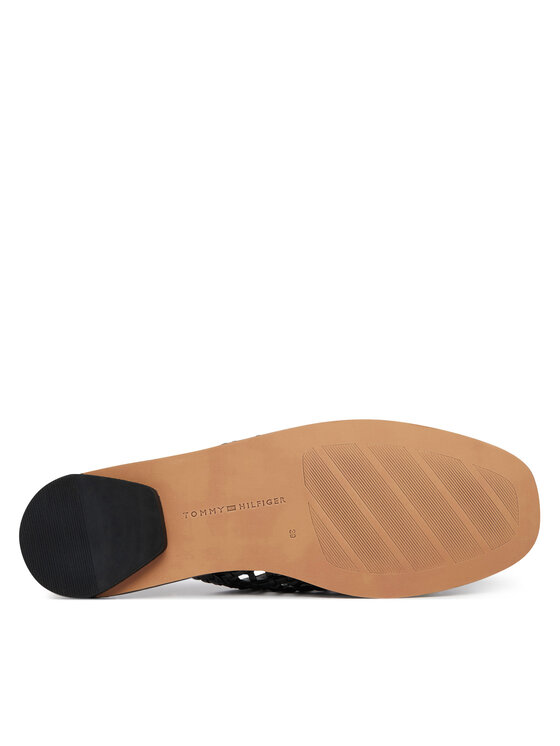 Tommy Hilfiger Παντόφλες Tommy Hilfiger Hilfiger Leather Mix Flat Mule FW0FW09280 Μαύρο