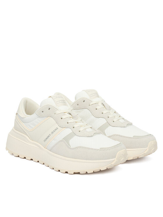 Tommy Jeans Αθλητικά Tommy Jeans Tjw Cleated Runner Suede Mix EN0EN02921 Εκρού
